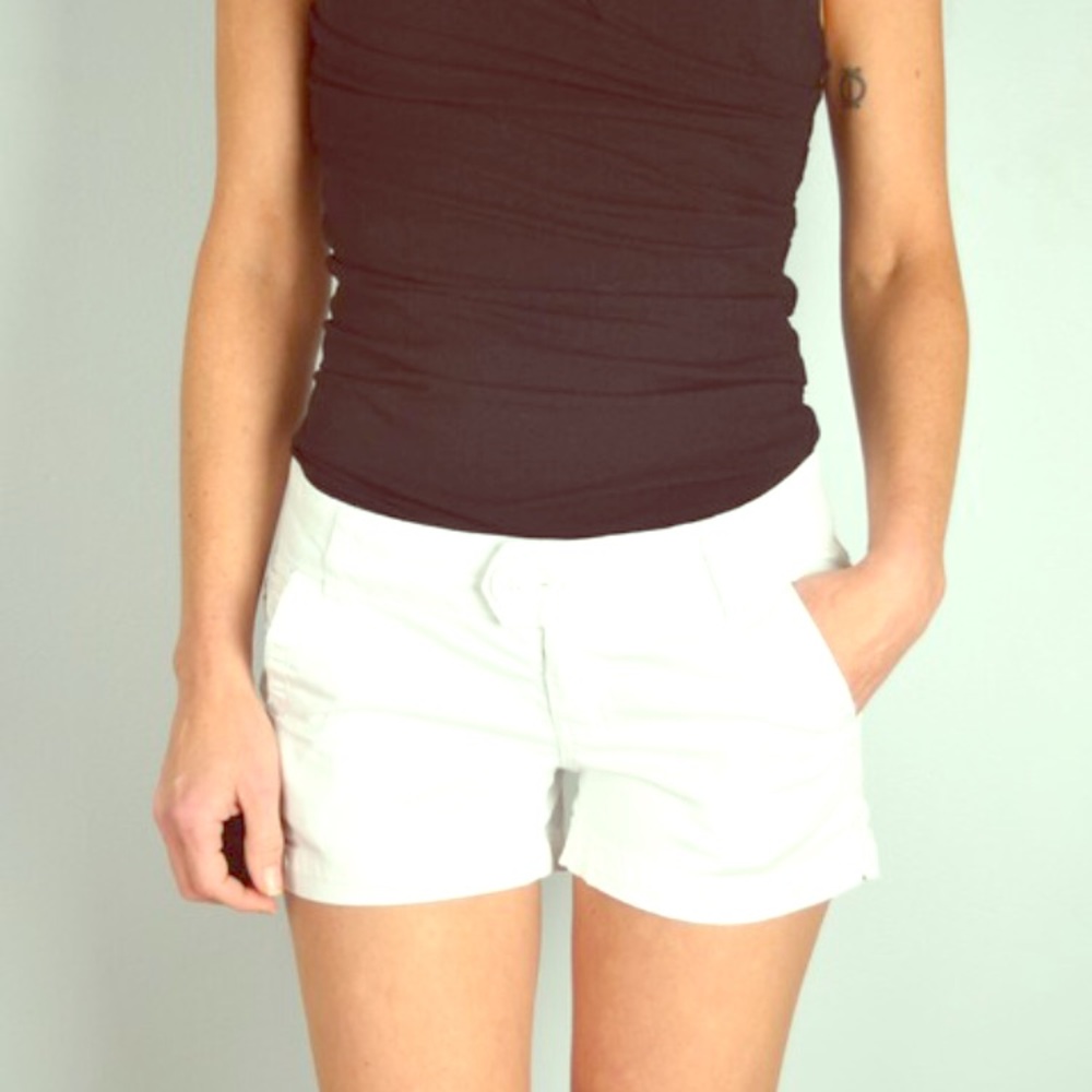 White Stitch Accent Shorts